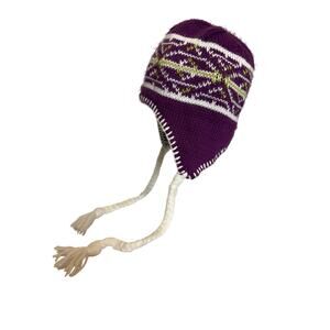Columbia Nordic Convert Purple Fair Isle Braid Knit Snow Beanie Hat Unisex OS